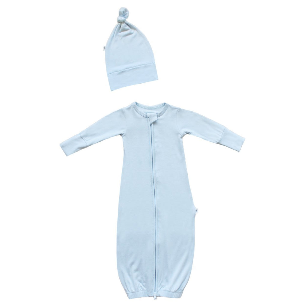 Sky Newborn Gown & Knot Hat Set - HoneyBug 