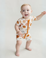 Smiley Bamboo Short Romper | Copper - HoneyBug 
