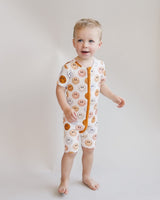 Smiley Bamboo Short Romper | Copper - HoneyBug 