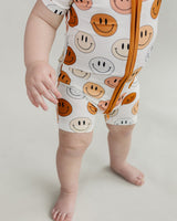 Smiley Bamboo Short Romper | Copper - HoneyBug 