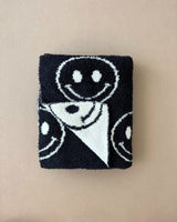 Smiley Fuzzy Blanket | Black - HoneyBug 