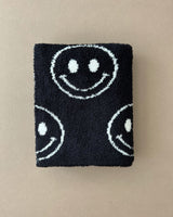 Smiley Fuzzy Blanket | Black - HoneyBug 