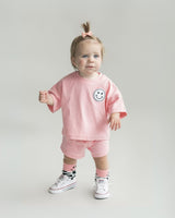 Smiley Shorts Set | Pink Peach - HoneyBug 