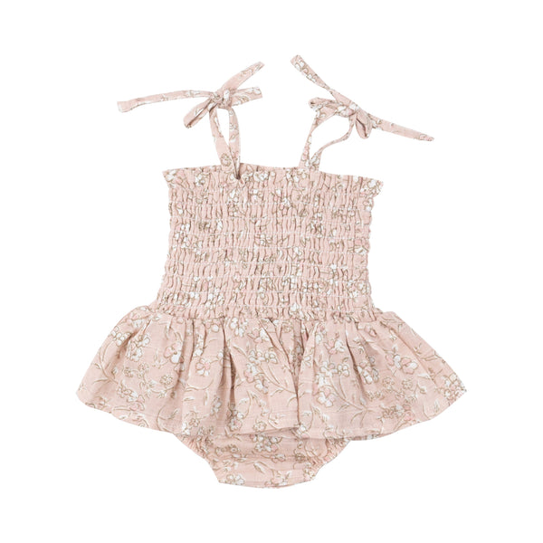 Smocked Bubble W/ Skirt - Baby's Breath Floral - HoneyBug 