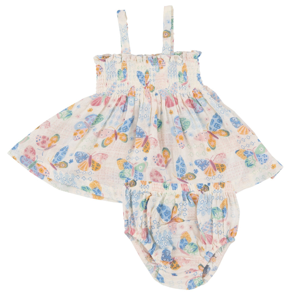 Smocked Top  & Bloomer - Butterfly Patch - HoneyBug 