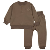 Henley Sweatsuit- Olive - HoneyBug 