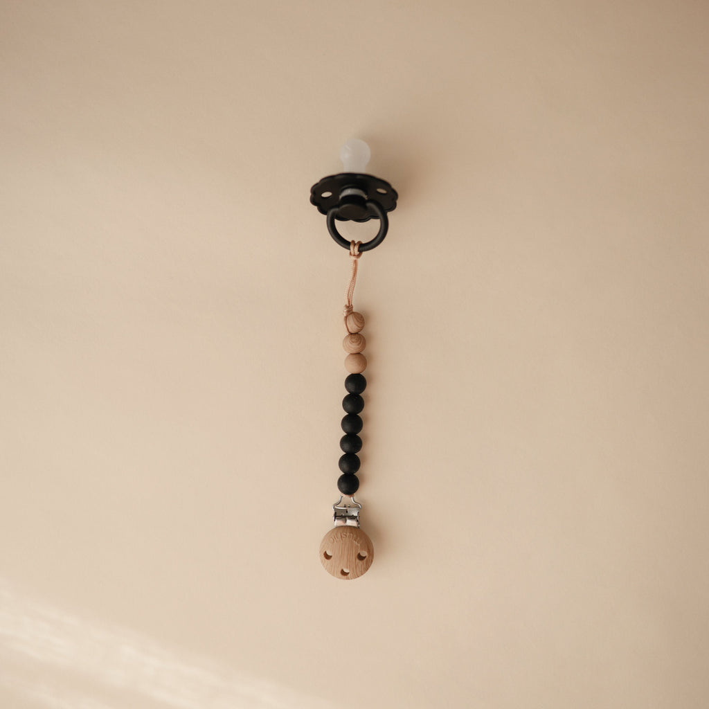 Silicone Pacifier Clip | Eva - Black - HoneyBug 
