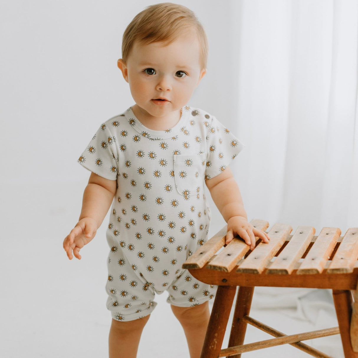 short sleeve romper | sun - HoneyBug 