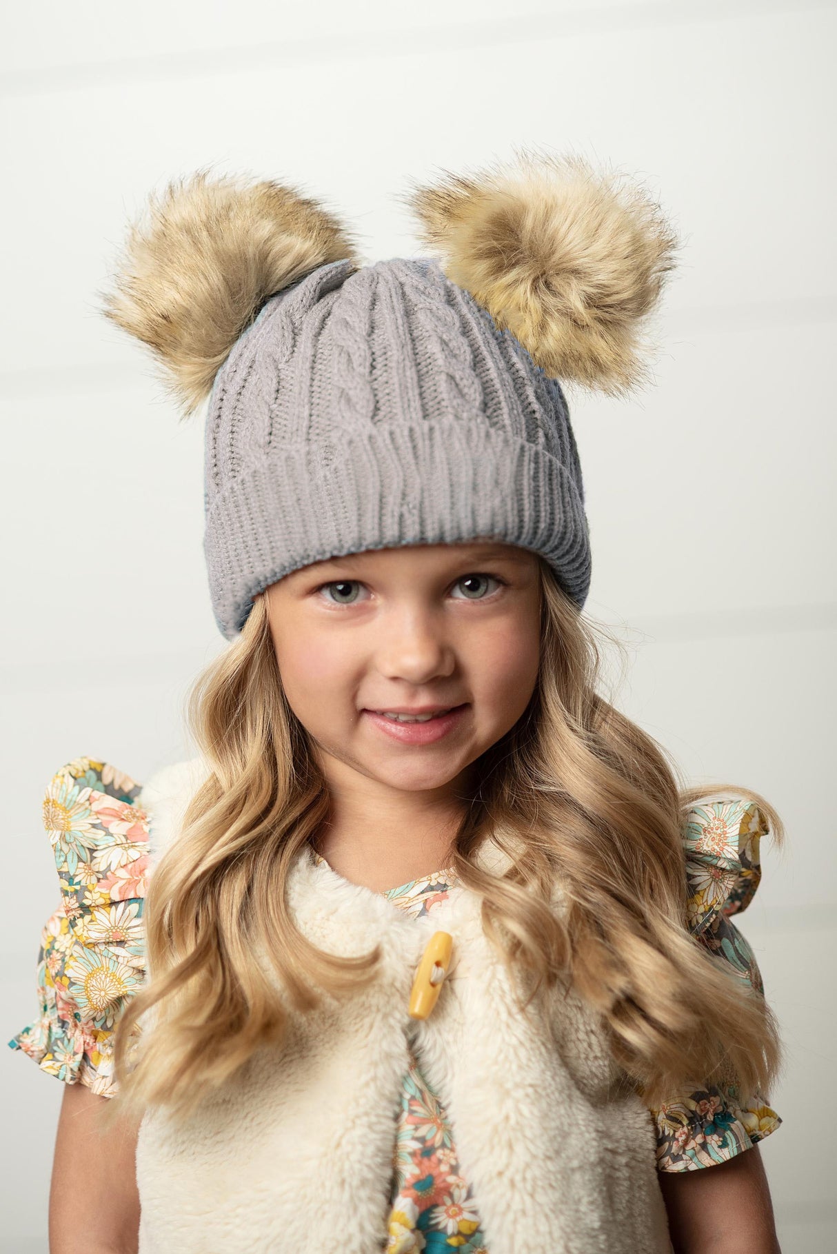 Dark Pom Fur Hat - HoneyBug 