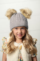 Dark Pom Fur Hat - HoneyBug 