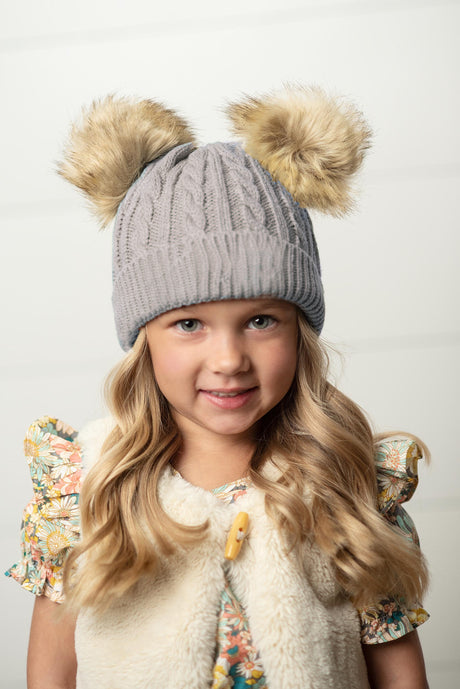 Dark Pom Fur Hat - HoneyBug 