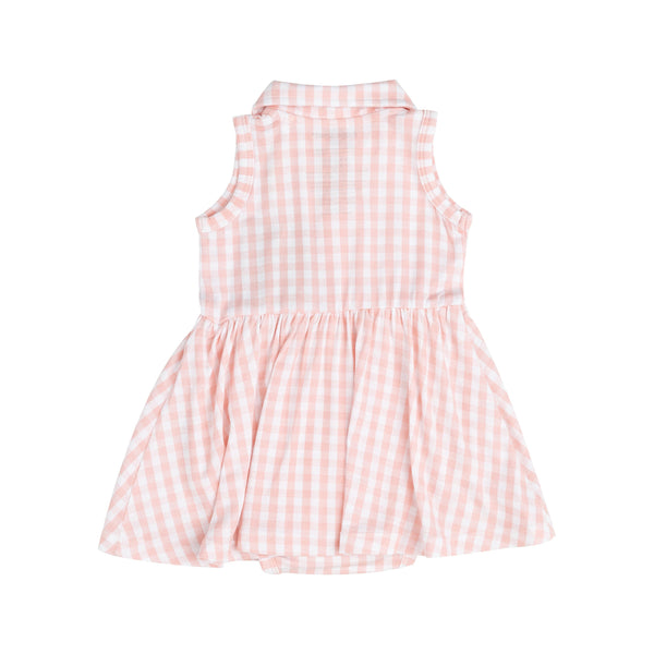 Tennis Tank Bodysuit Dress - Mini Pink Gingham - HoneyBug 