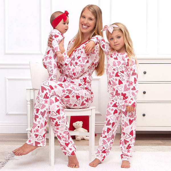 Hearts Women's Valentine Bamboo Pajama Set - HoneyBug 