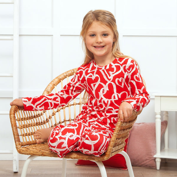 Happy Hearts Girl's Valentine Bamboo Pajama Set - HoneyBug 