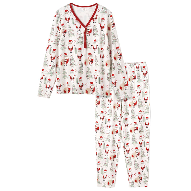 Christmas Santa Bamboo Women's Pajama Set - HoneyBug 