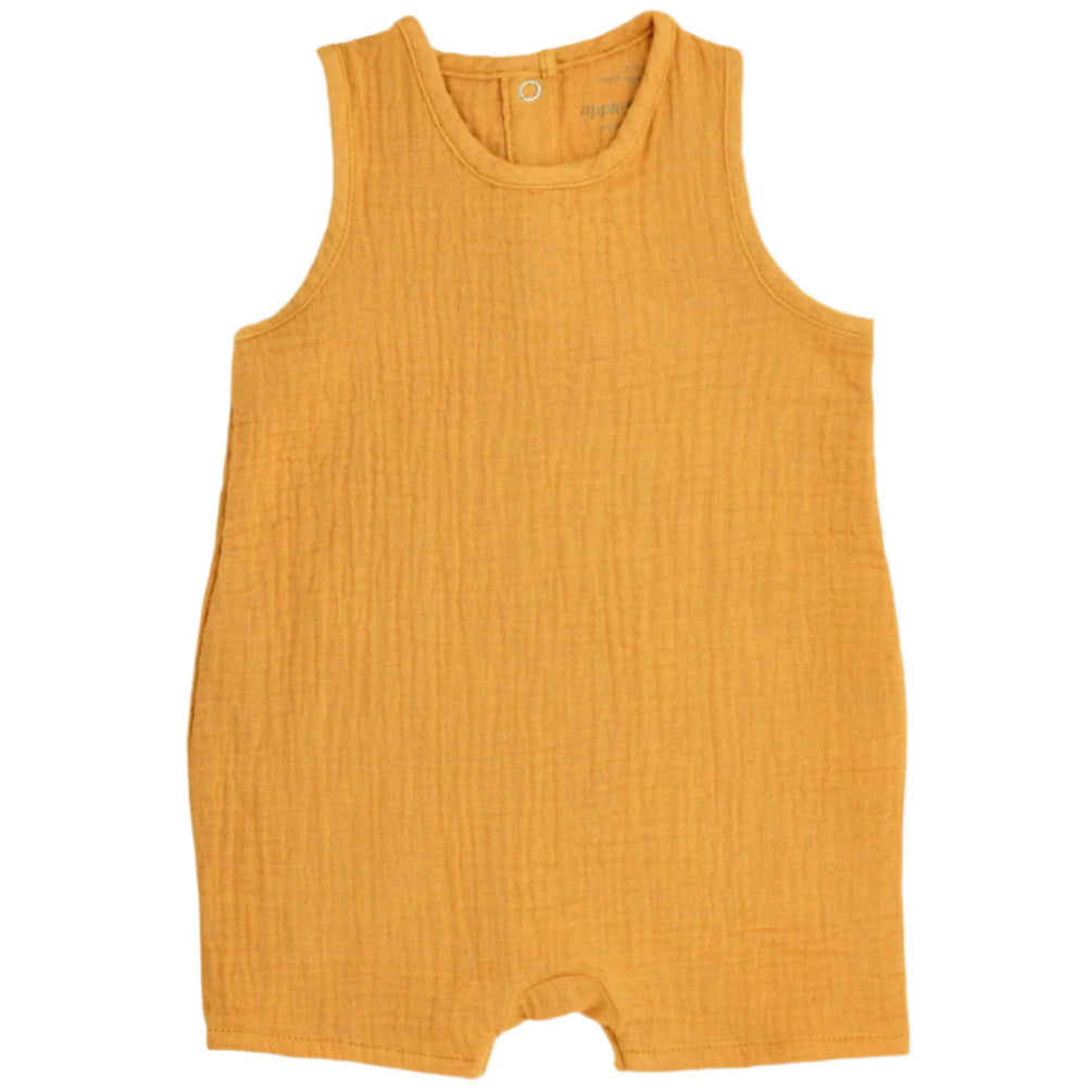 Muslin Sleeveless Coverall - Mustard - HoneyBug 