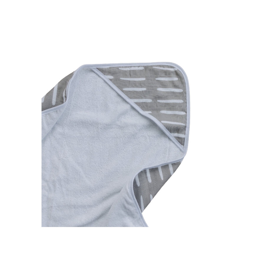 Grey Dash Muslin Hooded Towel - HoneyBug 