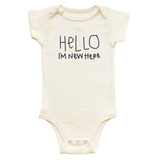 Hello I'm New Here Organic Baby Bodysuit