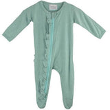 Ruffle 2 Way Zip Romper - Turquoise - HoneyBug 