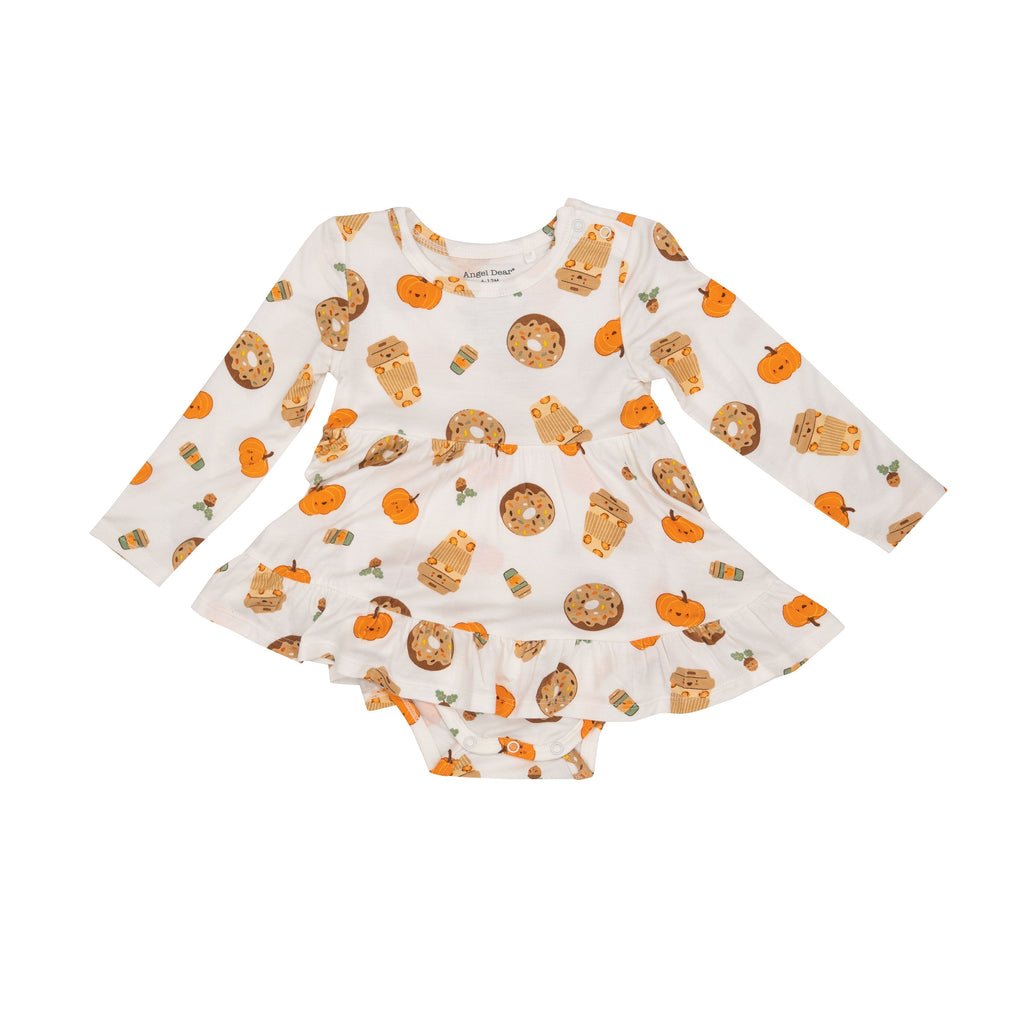 Twirly Bodysuit Dress - Pumpkin Spice Latte - HoneyBug 