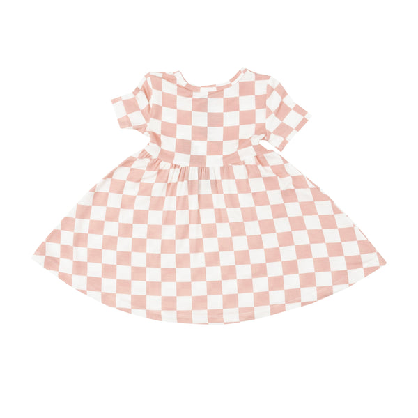 Twirly S/S Dress - Checkerboard Pink - HoneyBug 