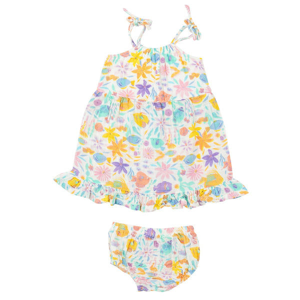 Twirly Tank Dress & Diaper Cover - Tropical Fish Floral - HoneyBug 
