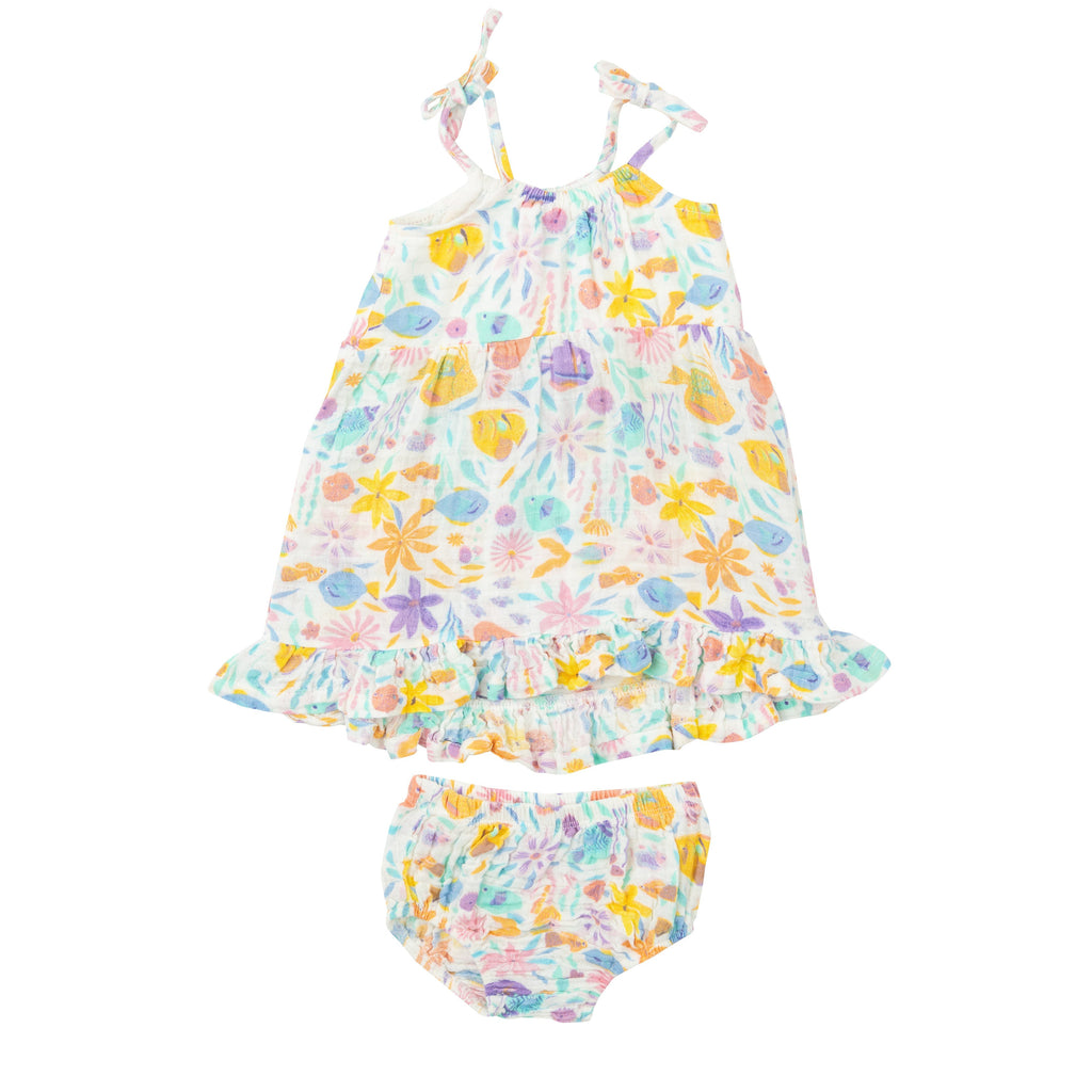 Twirly Tank Dress & Diaper Cover - Tropical Fish Floral - HoneyBug 
