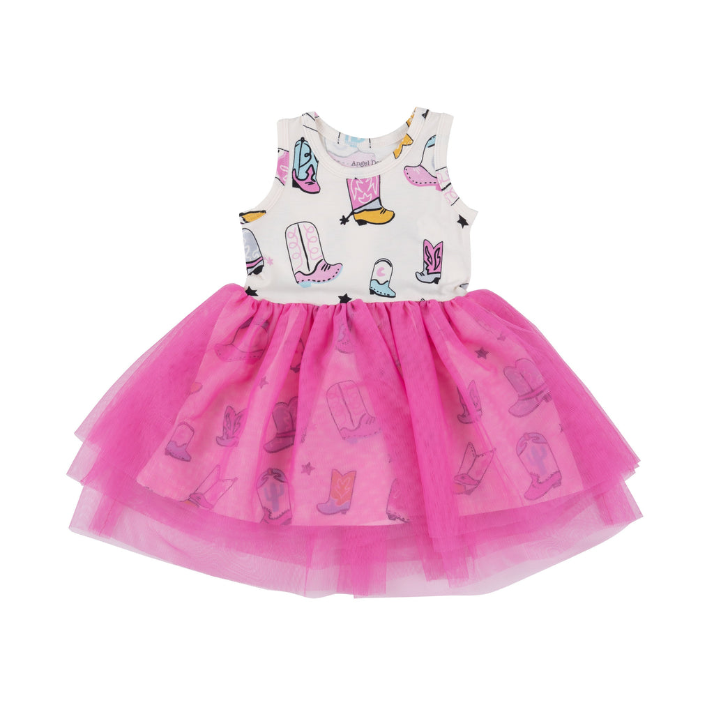 Twirly Tank Tutu Dress - Boots Pink - HoneyBug 