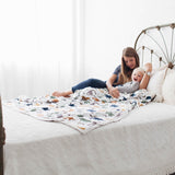 Cotton Muslin Quilted Throw - Dino Friends - HoneyBug 