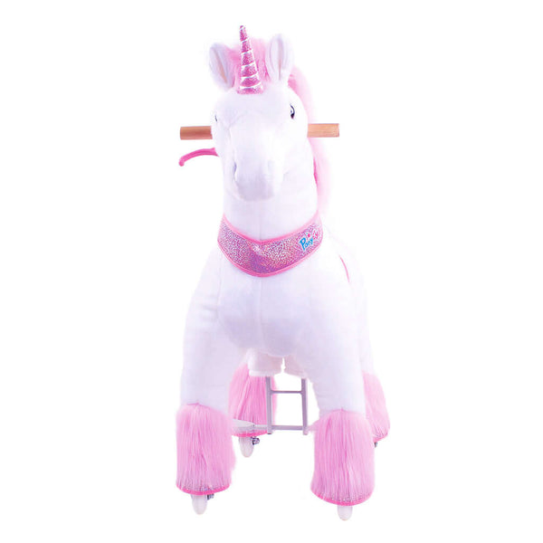 Model U Ride-On Plush Unicorn Age 4-8 Pink - HoneyBug 