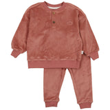 Velour Henley Set- Dusty Rose - HoneyBug 