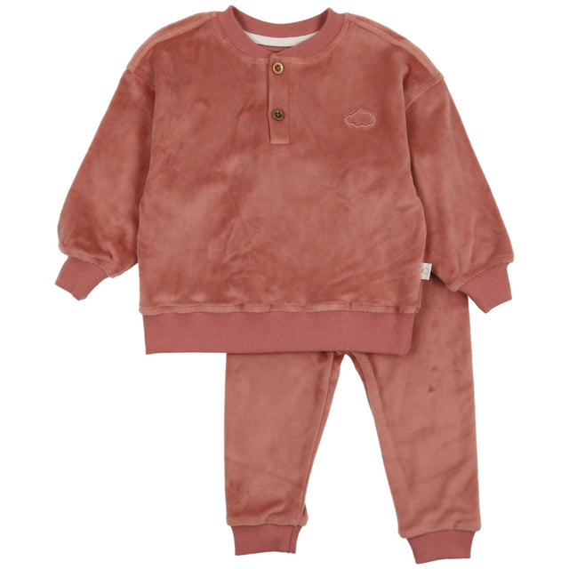 Velour Henley Set- Dusty Rose - HoneyBug 