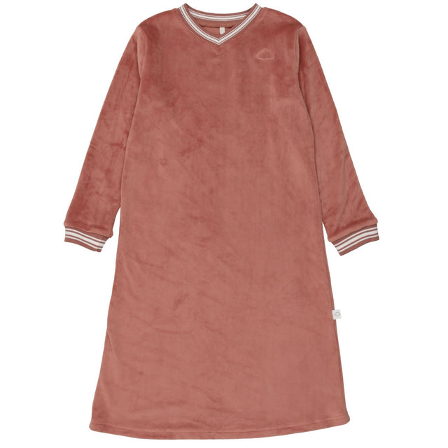 Velour Varsity Nightgown- Dusty Rose - HoneyBug 