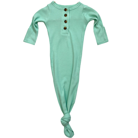Knotted Baby Gown - Waffle Mint - HoneyBug 