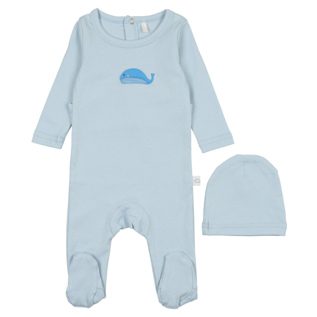 Whale Graphic Footie - Blue - HoneyBug 