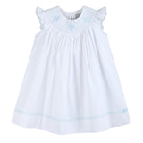 White and Blue Holy Smocked Bishop Dress