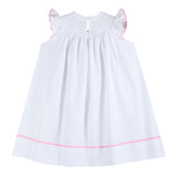 White and Pink Bows Smocked Bishop Dress