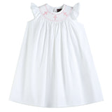 White and Pink Crosses Smocked Bishop Dress