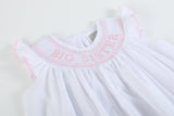 White Big Sister Smocked Bishop Dress