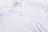 White Collared Button Romper with Bonnet