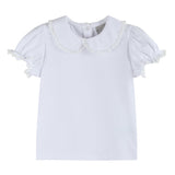 White Collared Lace Sleeve Shirt