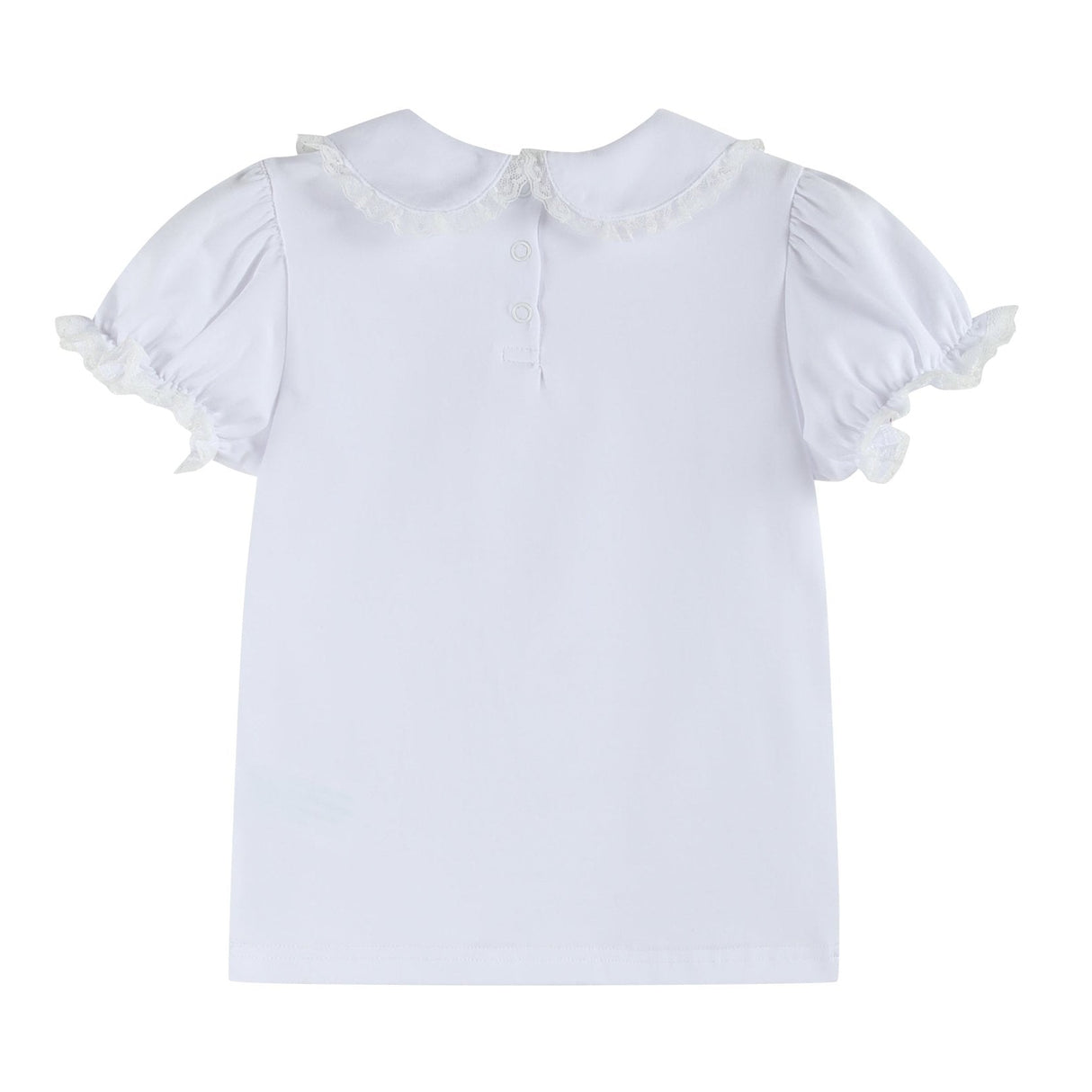 White Lace Collared Girls Short Bubble Sleeve Top