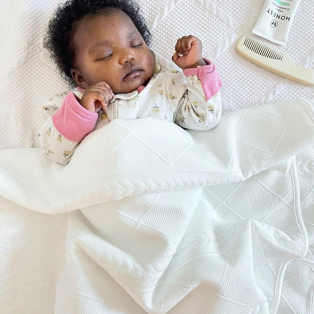 White 50" x 60" Full Size Knit Throw - HoneyBug 