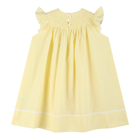 Yellow Daisy Pocketed Smocked Bishop Dress