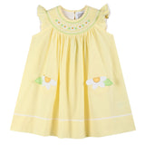 Yellow Daisy Pocketed Smocked Bishop Dress