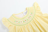 Yellow Daisy Pocketed Smocked Bishop Dress