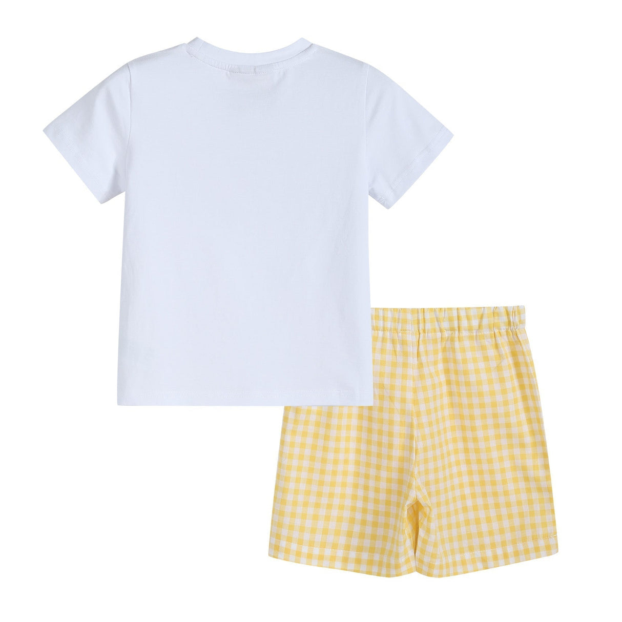 Yellow Gingham Lemon Smocked Shirt and Shorts Set