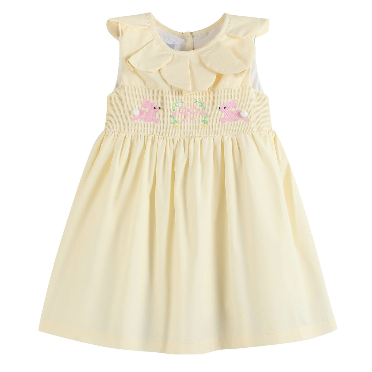 Yellow Petal Collared Smocked Dress
