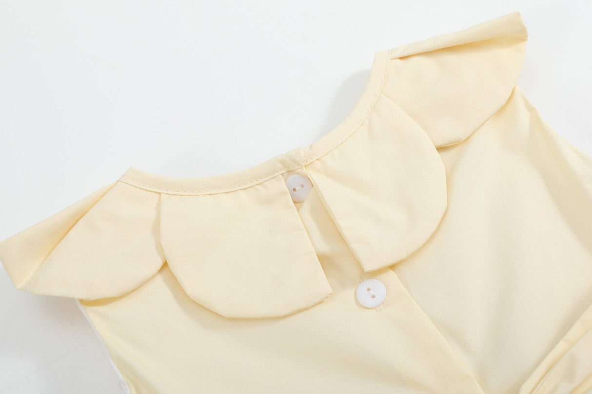 Yellow Petal Collared Smocked Dress