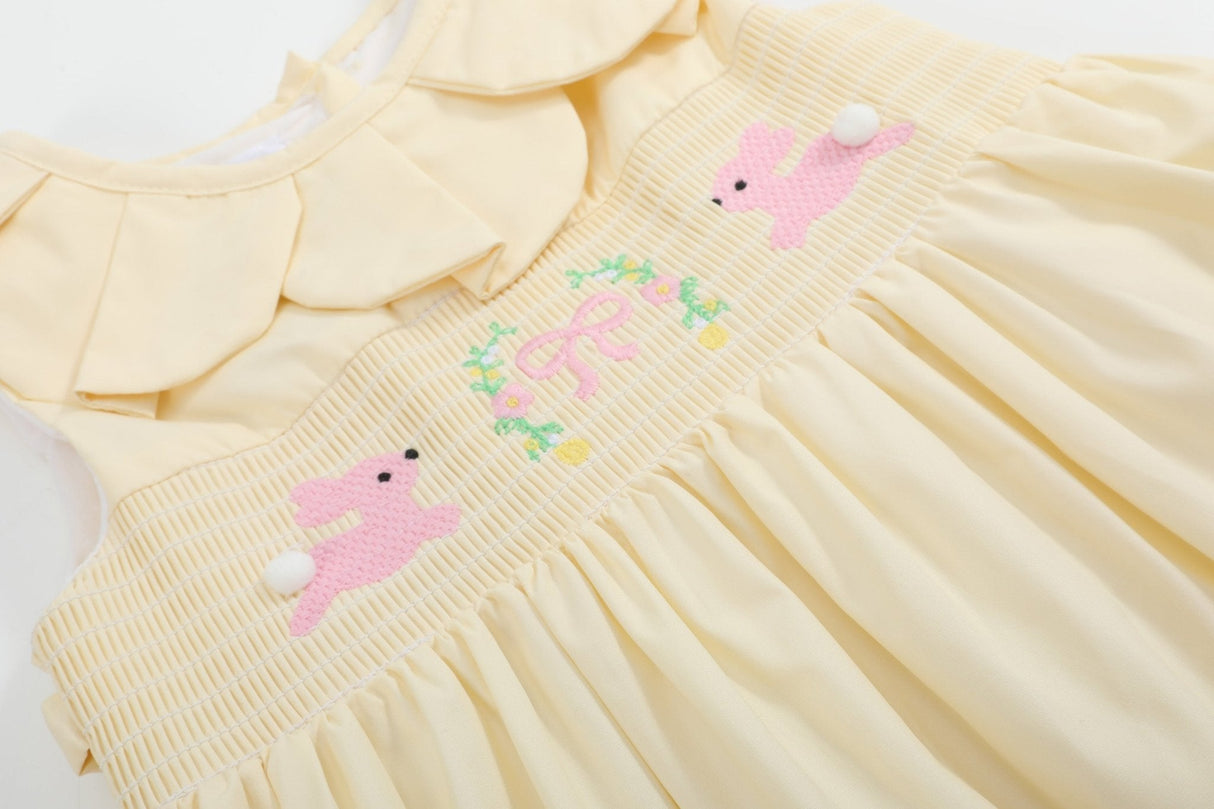 Yellow Petal Collared Smocked Dress